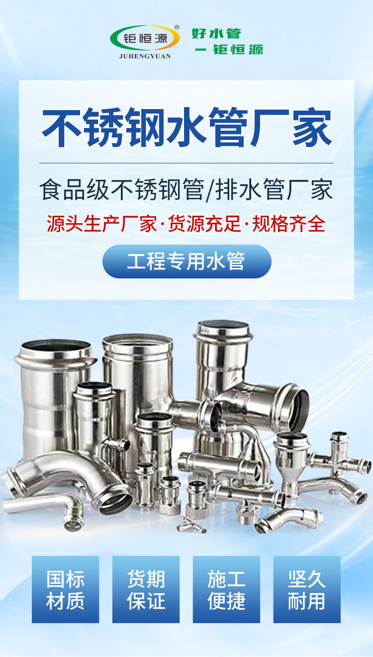 钜恒源 304/316法兰 沟槽卡压管件自来水供水管材 酒店管件示例图1